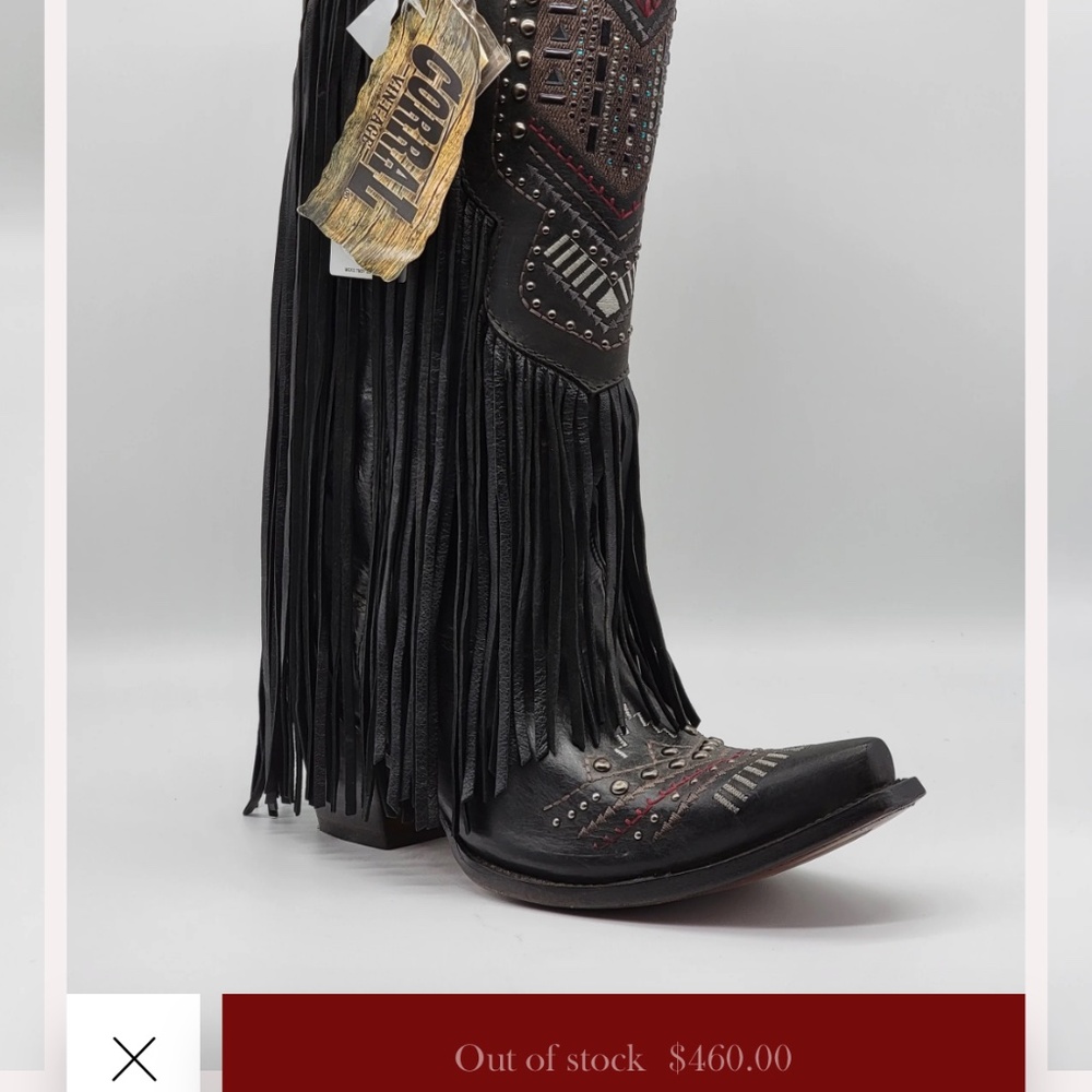 Womans Corral Fringe Studded Boots